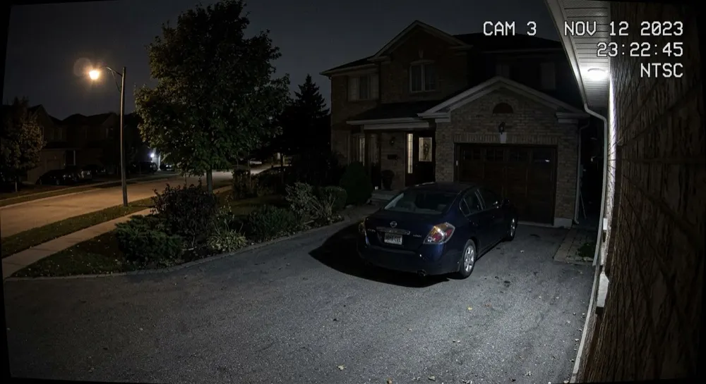 Car theft: No motion. No alert — car parked on the driveway, quiet night.