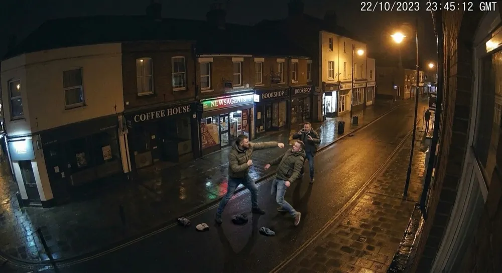 Fighting: Generative AI raises alert. Gen AI confirms suspicious activity — a violent fight between two men.