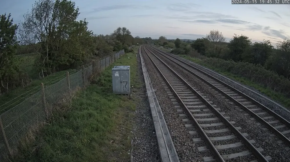 Rail cable theft: No motion. No alert — lineside quiet, troughing intact.